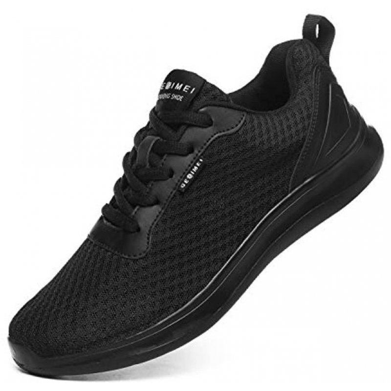 Men's Breathable Mesh Tennis Shoes Comfortable Gym Sneakers Lightweight Athletic Running Shoes All Black(upgrade)