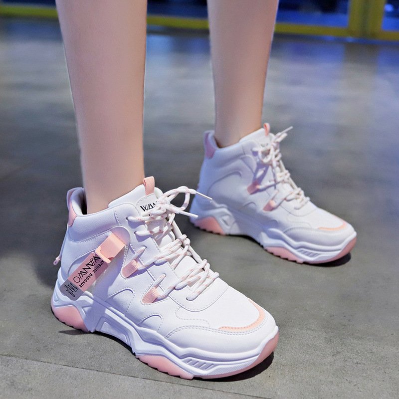 High top sports shoes women 2022 spring new student white shoes women running board shoes women casual shoes