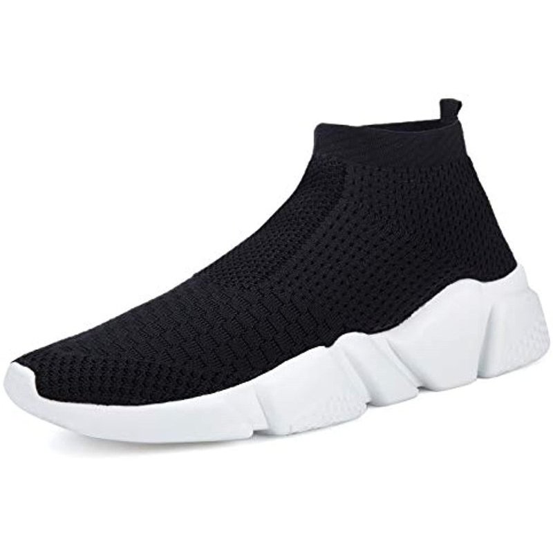 Womens Walking Shoes Mens Slip-on Sneakers Breathable Lightweight Athletic Running Shoes Black