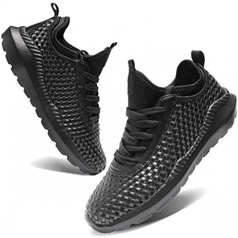 Walking Men and Women Running Shoes Sports Woven Slip Sneakers Casual Basketball Fashion Outdoor Movement Leisure Shoe 1black